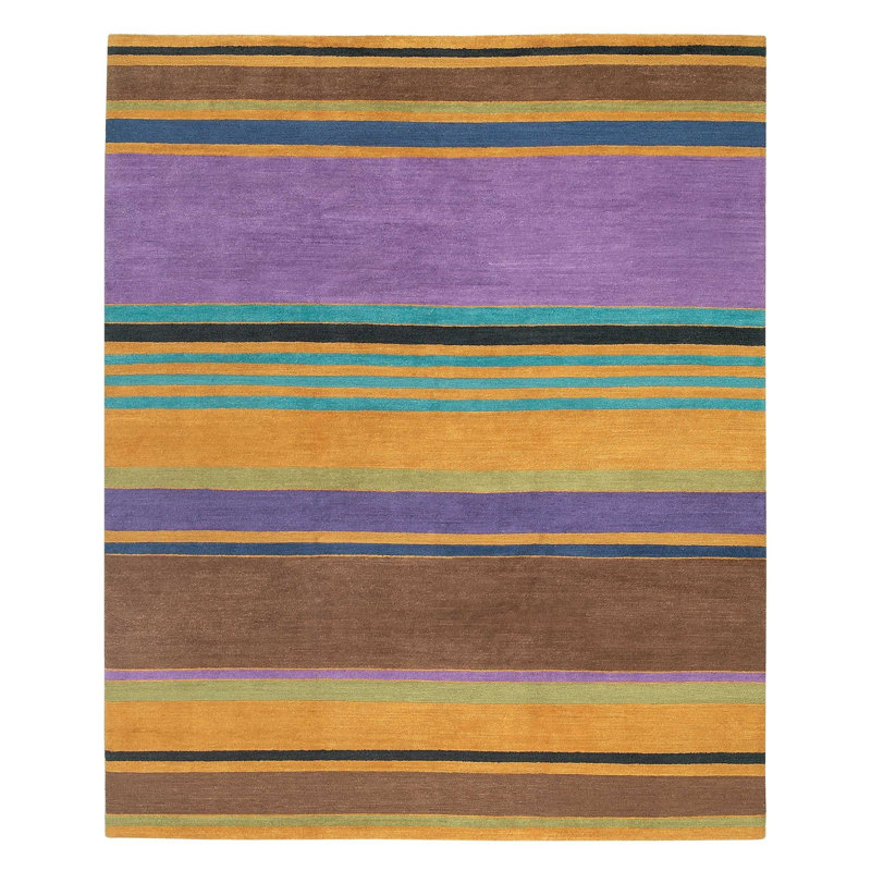 Copacabana Wool Striped Area Rug in Brown/Orange/Purple, Rectangle 12' x 16'