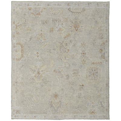 Grafton Wool Floral Area Rug in Gray