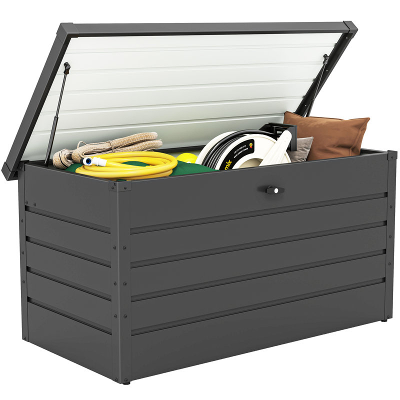 Outsunny 120cm W 311L Galvanised Steel Lockable Deck Box in Dark Grey
