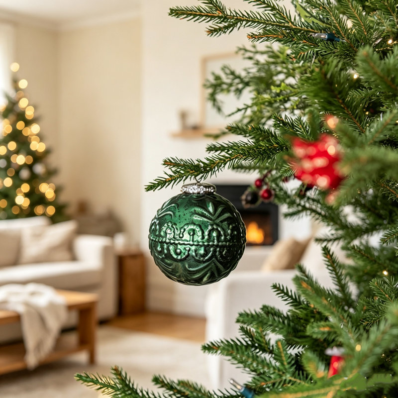 Ensemble de 6 boules de Noël décoratives en verre D3,9 pouces à suspendre pour des décorations d'arbre de fête