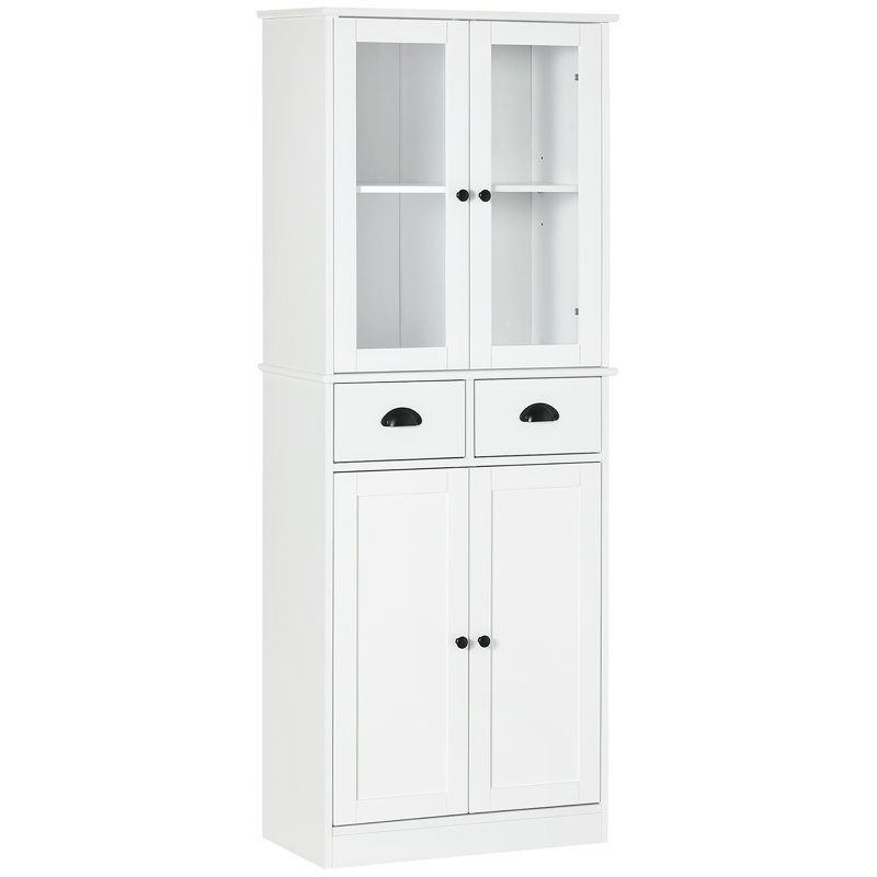 Garde-manger autoportant, armoire de rangement avec portes à fermeture douce, tablettes réglables et 2 tiroirs
