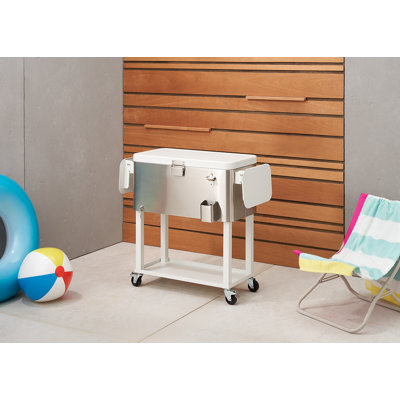 Glacière en acier inoxydable Trinity 80 pte avec tablettes latérales pliables et couvercle