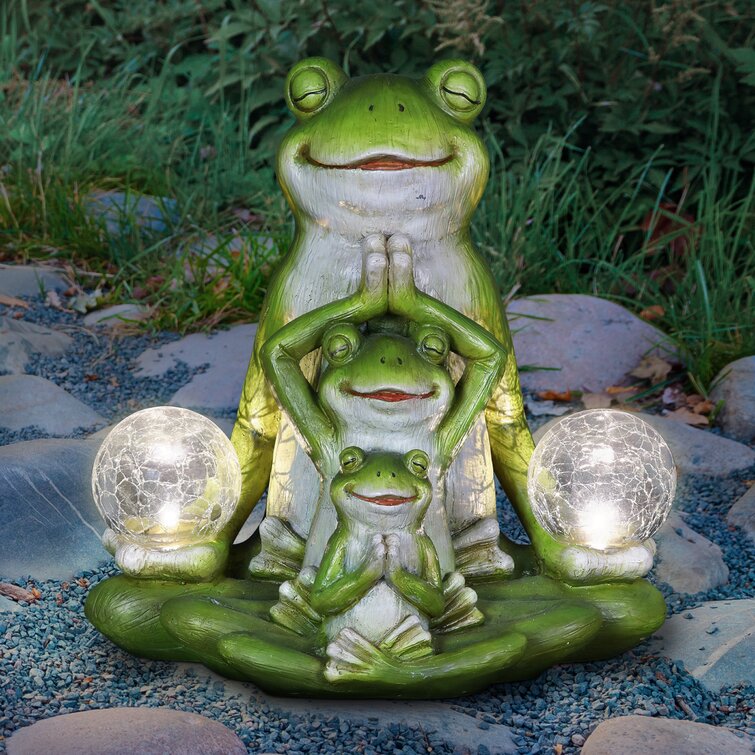 Exhart Solar Three Meditating Frogs in Lotus Position with Two LED Crackle  Balls Statuary, 10 Inch & Reviews