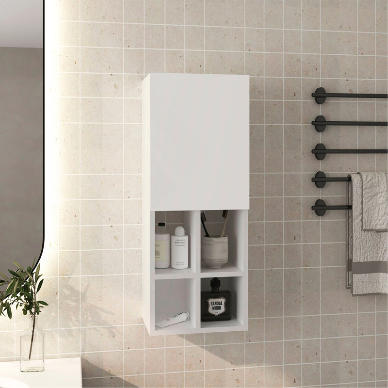 Armoire murale avec lavabo, 1 porte, 5 tablettes
