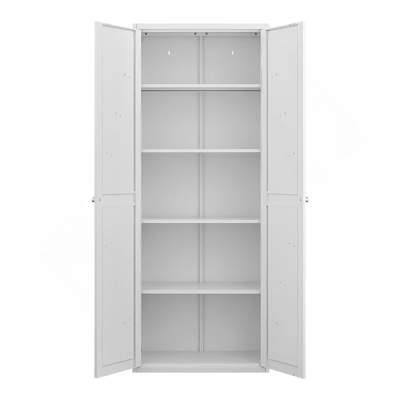 Metal Sideboard, Storage Cabinet, Kitchen Pantry Cabinet With Adjustable Shelves For Kitchen, White