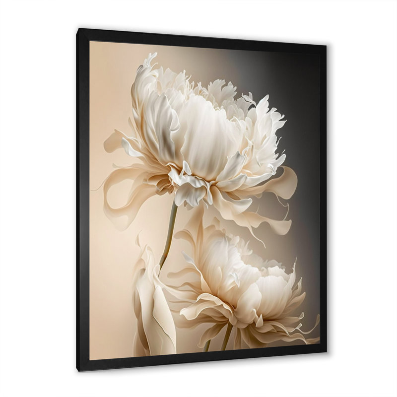 Peony Flower I - Print on Canvas, Black Picture Framed, 32" H x 24" W