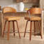 Ensemble de tabourets de bar pivotants de 26 po, tabourets de bar à hauteur de comptoir avec dossier et pieds en bois, tabourets de bar modernes en similicuir pour comptoir de cuisine-417981936-417981937