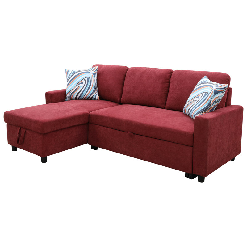 Canapé-lit modulaire Elwell, Microfibre rouge