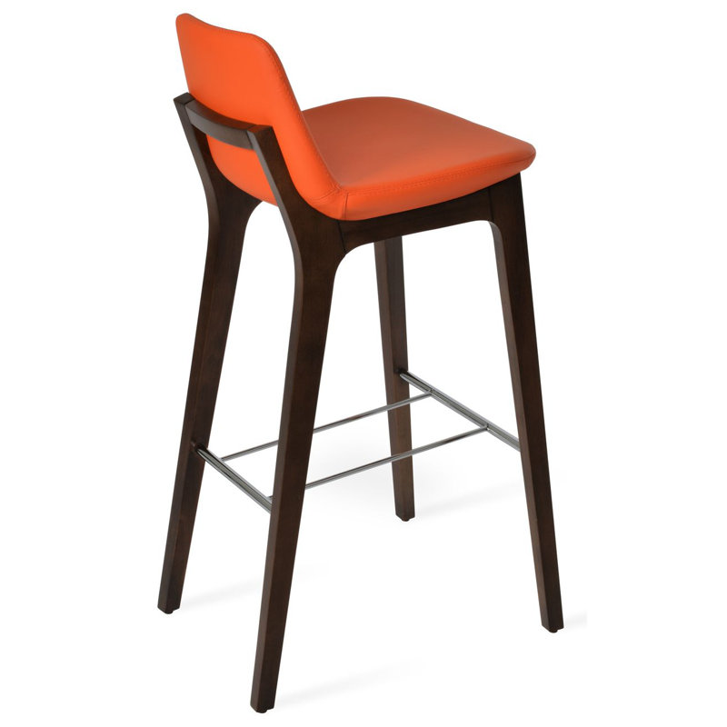 Pera HB Wood Bar & Counter Stool, Orange PPM, Counter Stool (24” Seat Height)