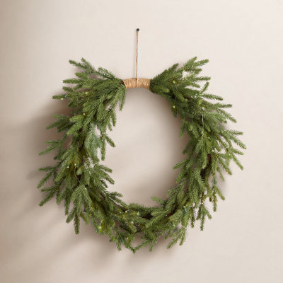 24'' Faux Fir Lighted Wreath