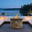 24“ H x 36" W Big Round Outdoor Propane Fire Pit Table in Faux Stone and Concrete top with Hideaway Gas Tank Space 60000BTU
