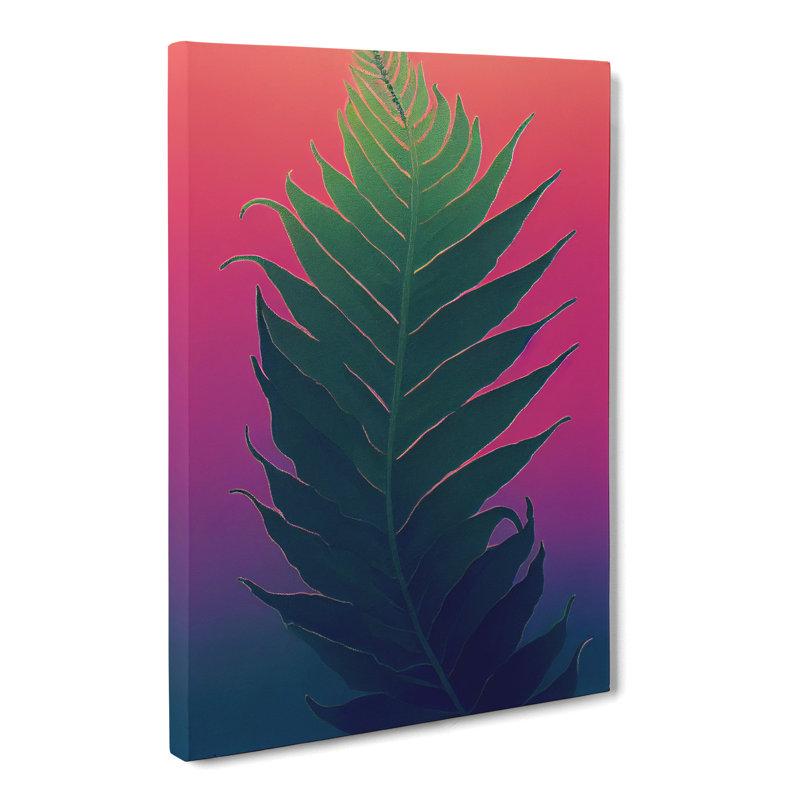 Watsons Fern Leaf Vaporwave - Wrapped Canvas, 50cm H x 35cm W x 3cm D