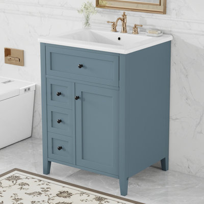 Meuble-lavabo autoportant à 3 tiroirs, plateau inclinable et tablette de porte Roomfitter