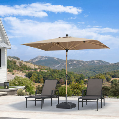 Parasol de marché extérieur 6 pi x 9 pi avec parasol de table en aluminium avec bouton-poussoir inclinable et 8 parasols rectangulaires robustes et manivelle pour piscine