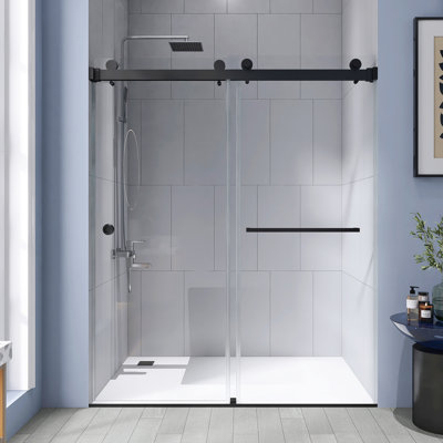 55" - 59" X 72" Frameless Double Sliding Shower Door With 8Mm Tempered Glass