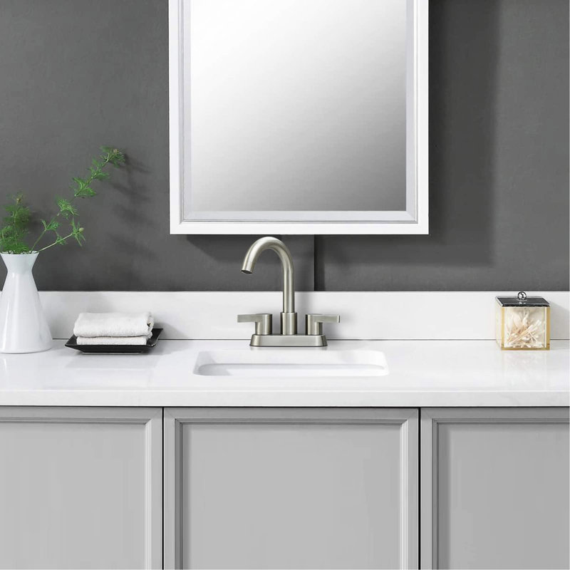 Robinet de lavabo de salle de bain à 2 poignées en nickel brossé - pivotant sur 360 °, avec conception hygiénique à 4 poignées à levier double, contrôle précis de l'eau