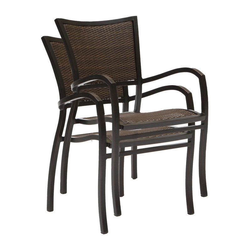 Aire Stacking Patio Dining Chair with Cushion, Aire #2 Ancient Earth/Black Walnut