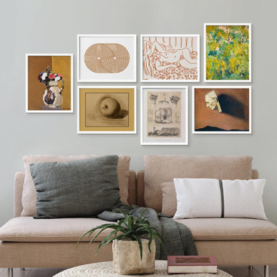 «Nude Woman», variété de fleurs abstraites géométriques et minimalistes encadrées sur papier, 7 pièces