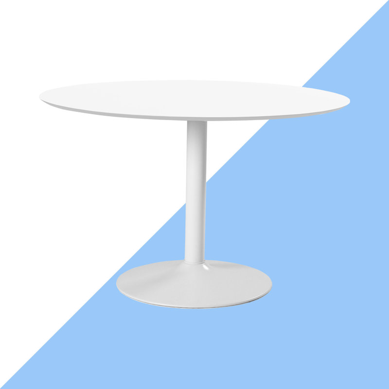 Bettie Round Metal Base Dining Table, White, White