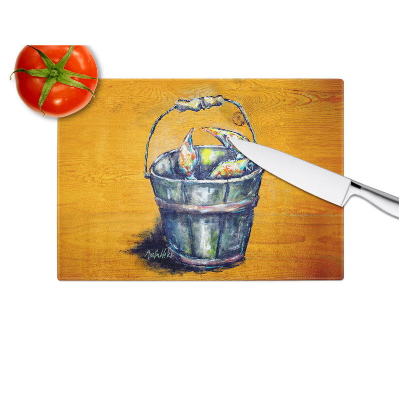 A Crab Bucket Glass Cutting Board