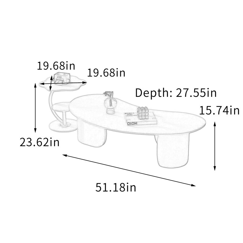 Hassell, H 15,74 po x l 51,18 po x P 27,55 po, Blanc/Crème, Couleur unie
