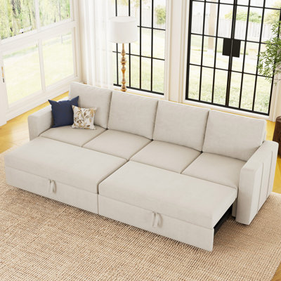 Canapé-lit modulaire en velours chenille 4 places