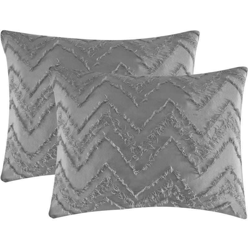 Farisa Microfiber 7 Piece Comforter Set, Gray, Queen Comforter + 6 Additional Pieces 