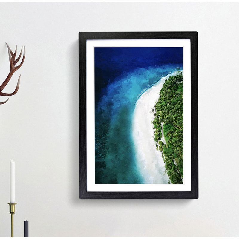 Maldives Paradise Beach in Abstract - Picture Frame Graphic Art Print, Black, 60cm H x 40cm W x 2cm D