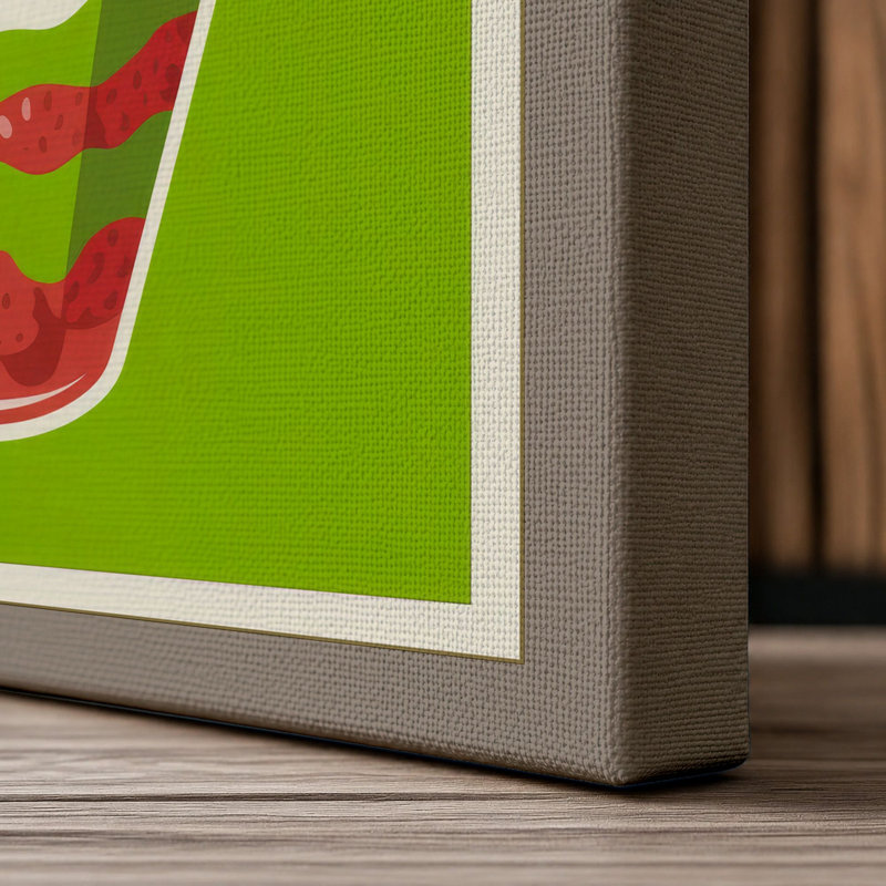 Matcha Parfait Poster Typography - Wrapped Canvas, 18x12 - 45.7 x 30.5 cm, Taupe Border