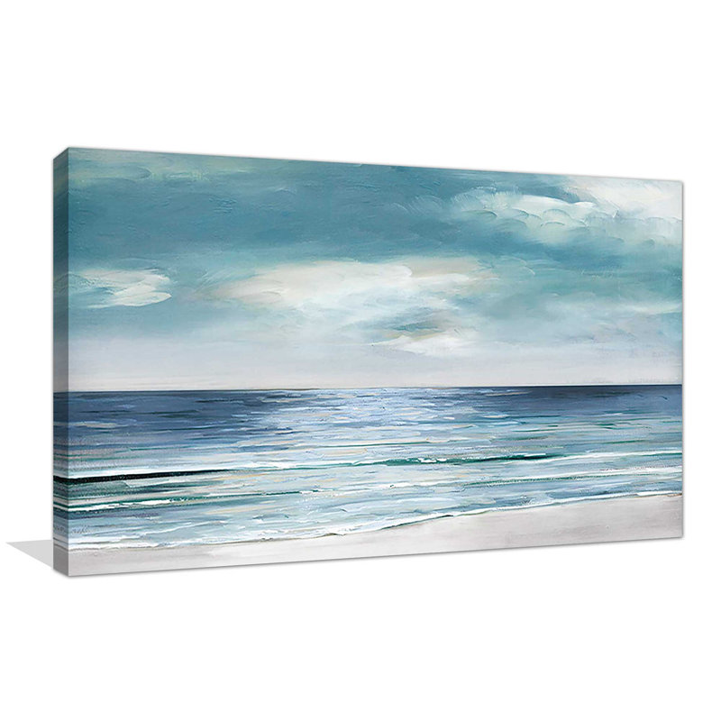 «Blue Silver» par Sally Swatland - Peinture, Toile tendue, H 24 po x l 40 po x P 1,5 po