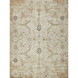 Artisan Power Loomed Wool/Nylon Oriental Area Rug in White/Ivory/Brown