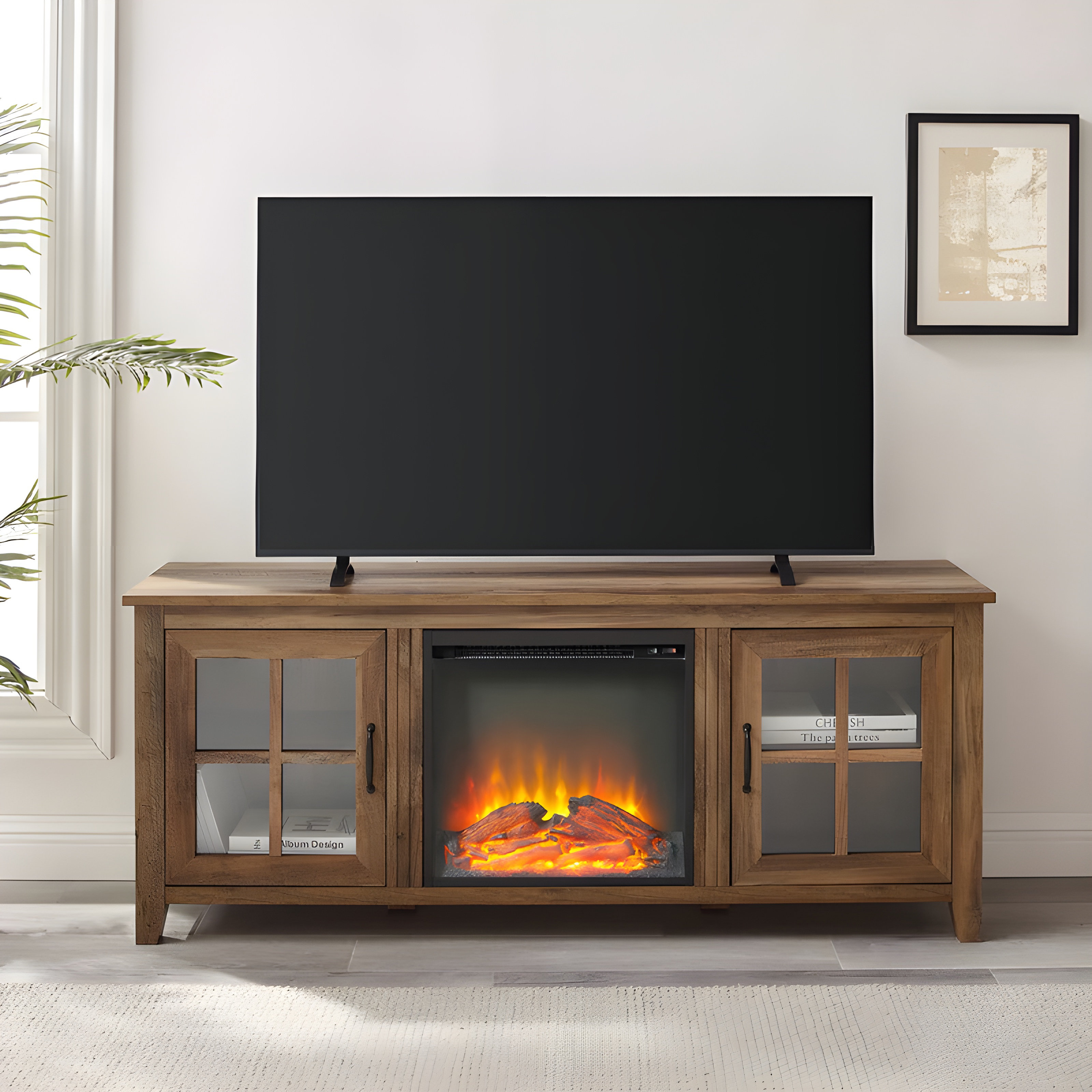 Traditional fireplace shop tv stand