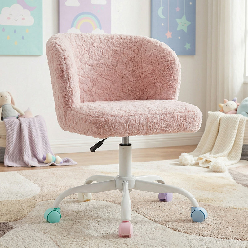 Chaise de bureau à domicile avec tissu en laine d'alpaga haut de gamme, Rose