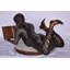 Statue de Harlesden, garçon afro-américain, lisant un livre en bronze - Taille: L 42 po x l 15 po x H 19 po.