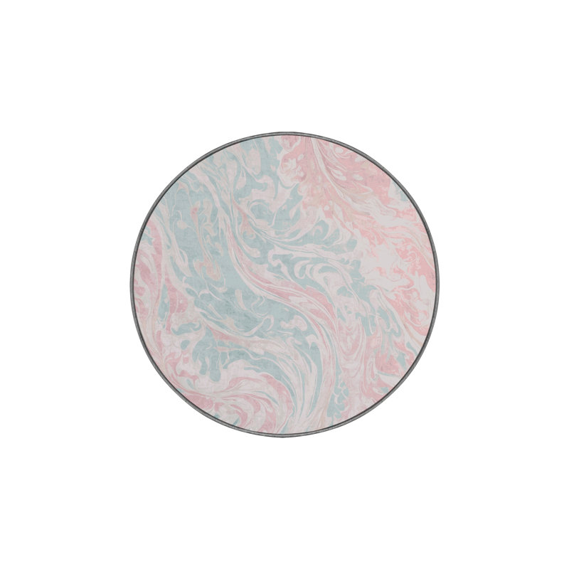 Machine Washable Gray Area Rug, Round 5'