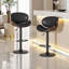 Ensemble de 2 tabourets de bar pivotants - hauteur réglable, revêtement en similicuir et repose-pieds-214209480