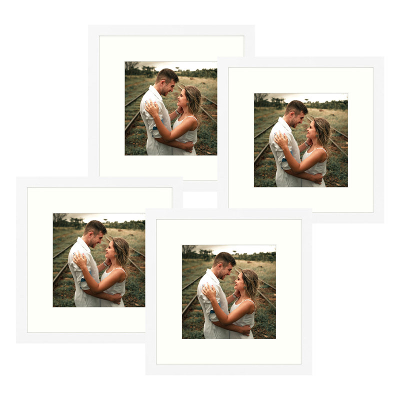Cadres photos muraux Matte Gallery - Basics by Wayfair ™, Blanc, 12 po x 12 po emmêlé à 8 po x 8 po