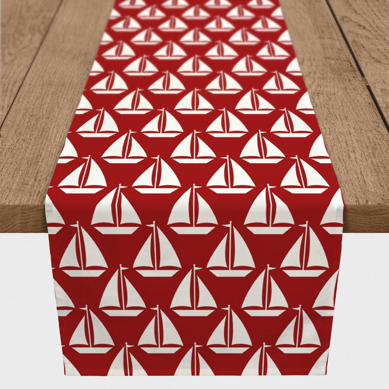 Chemin de table géométrique McKnight, L 90 po x l 16 po, Rouge