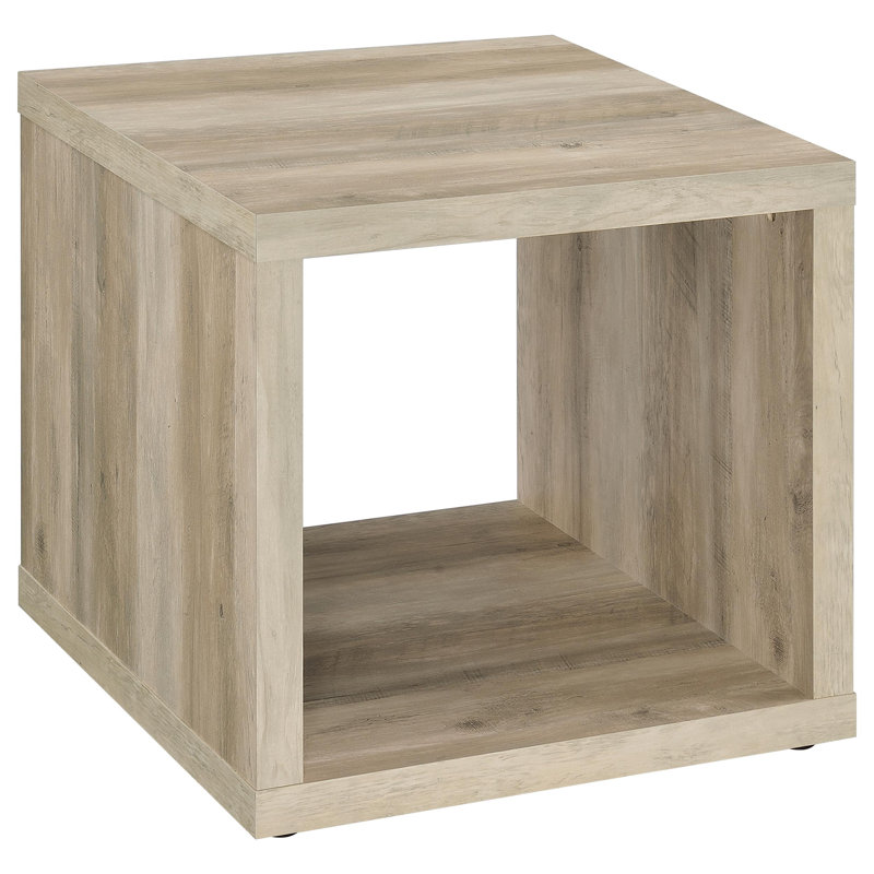Table de bout carrée en bois d'ingénierie Ashberry, Bois naturel