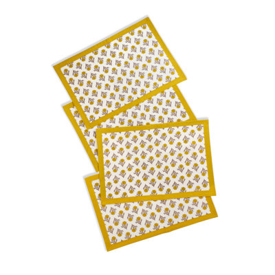 Golden Marigold Block Print Cotton Placemats