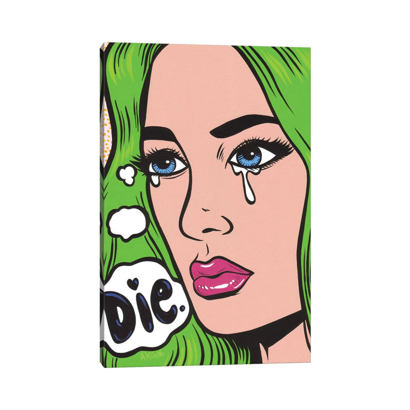 «Die Crying Comic Girl» par - Toile tendue, H 40 po x l 26 po x P 1,5 po