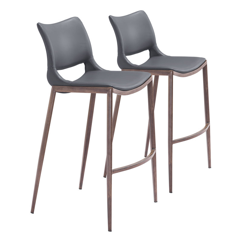 Chaise de comptoir Ace gris foncé et noyer, Tabouret de bar (siège d'une hauteur de 28 po)