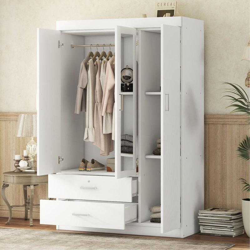 Armoire à miroir 3 portes avec tablettes