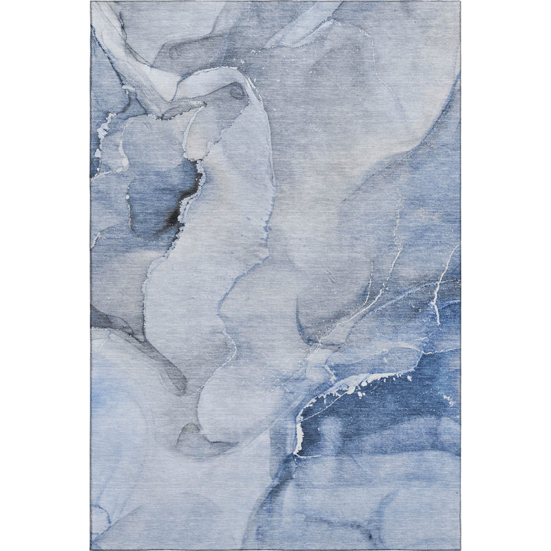 Premium Machine Washable Cerrito AMF521 Blue Rug, Rectangle 10' x 14'