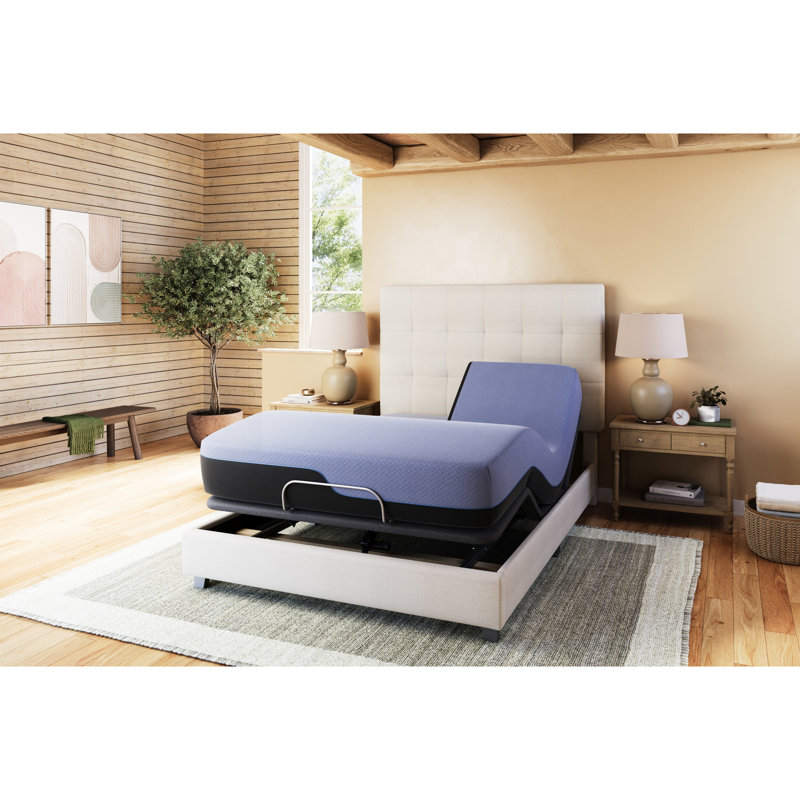 Matelas en mousse à mémoire de forme de 12 pouces avec base - housse de glace bleue et 6 ressorts ensachés pour un ajustement de 2,5 gélules