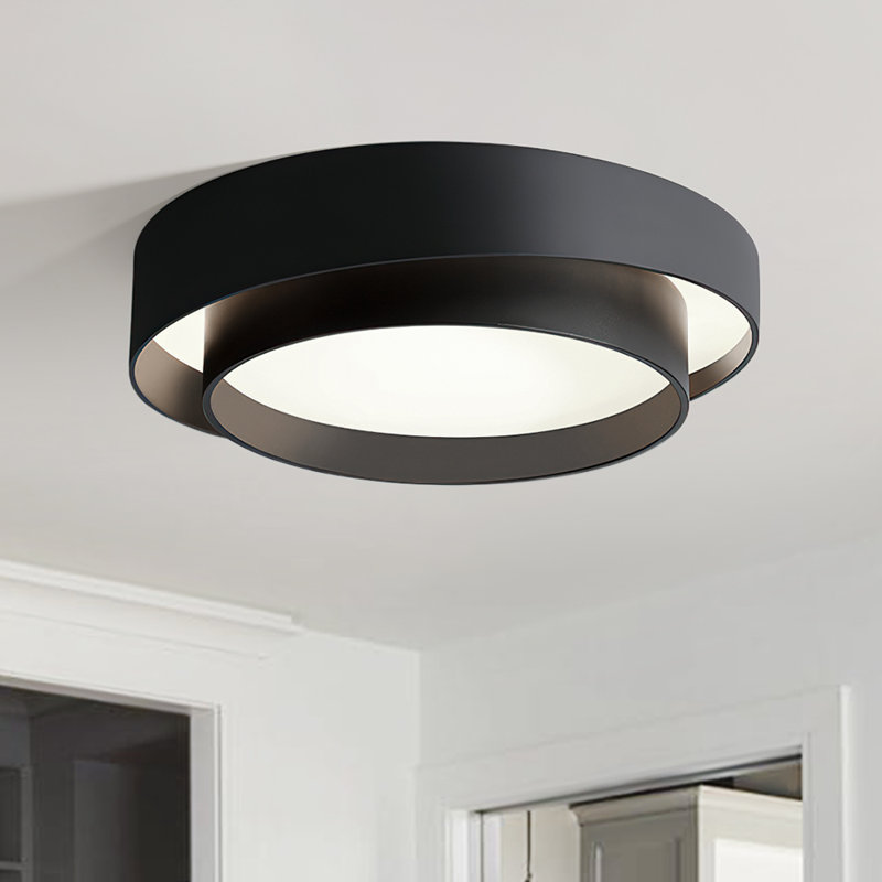 Cadisha 1-Light 40cm Minimalism Acrylic LED Flush Mount Ceiling Light, 6000K, Matte Black
