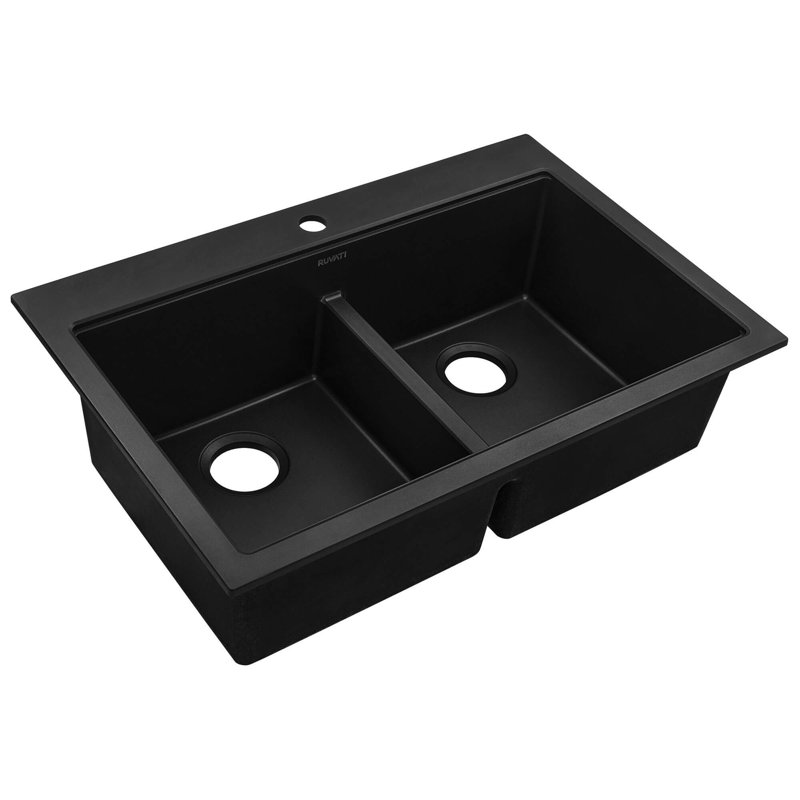 33" L x 22" W Dual Mount Kitchen Sink, Midnight Black, 2