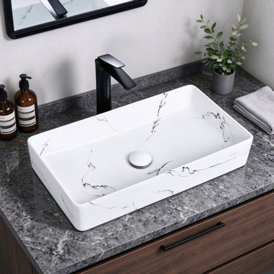 Davivy 23.6" Nordic Marbling Bathroom Vessel Sink Counter Top Sink