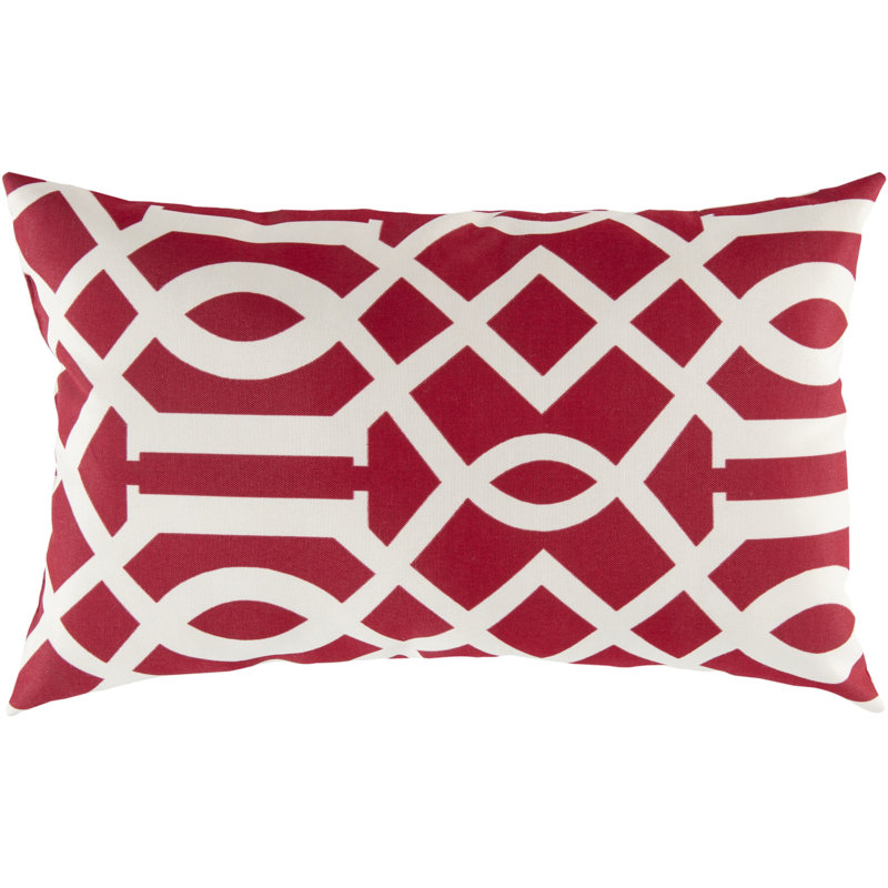 Coussin charmant à motif géométrique rouge, H 13 po x l 13 po, Cerisier