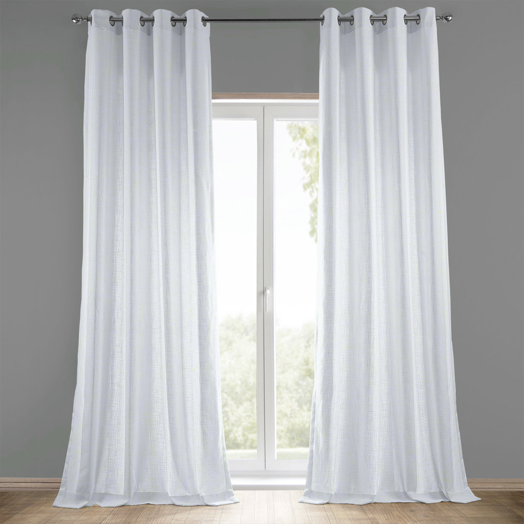 Evgheni Solid Heavy Faux Linen Curtains for Bedroom Grommet Light Filtering Semi-Sheer Curtain Single Panel Gracie Oaks Curtain 